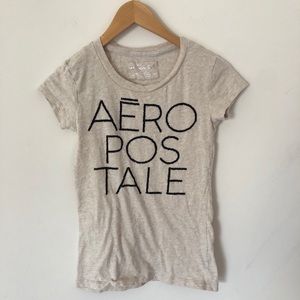 Aeropostale Oatmeal Beaded Logo Graphic Tee